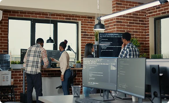 Developer working on web application code